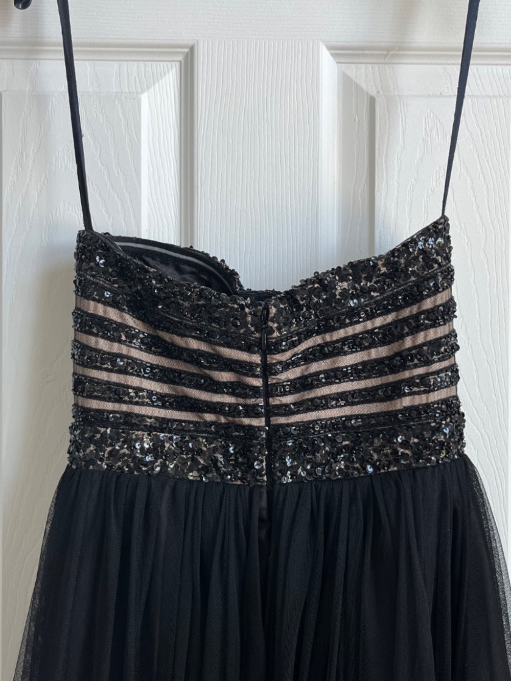 LIKE NEW: Holt Renfrew (Aidan Mattox) - Strapless Black Sequinned Evening Gown - Picture 5 of 14